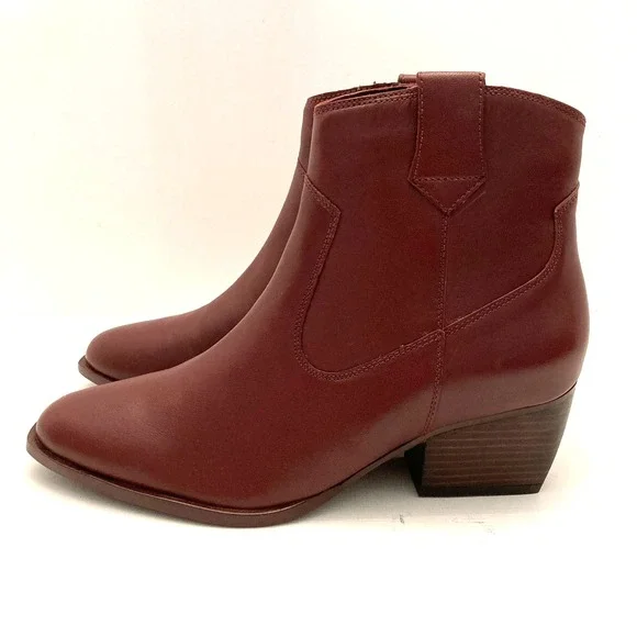Seychelles Upside Boot Wine Leather Side Zip Western Inspired Women's 8.5 - Picture 5 of 13